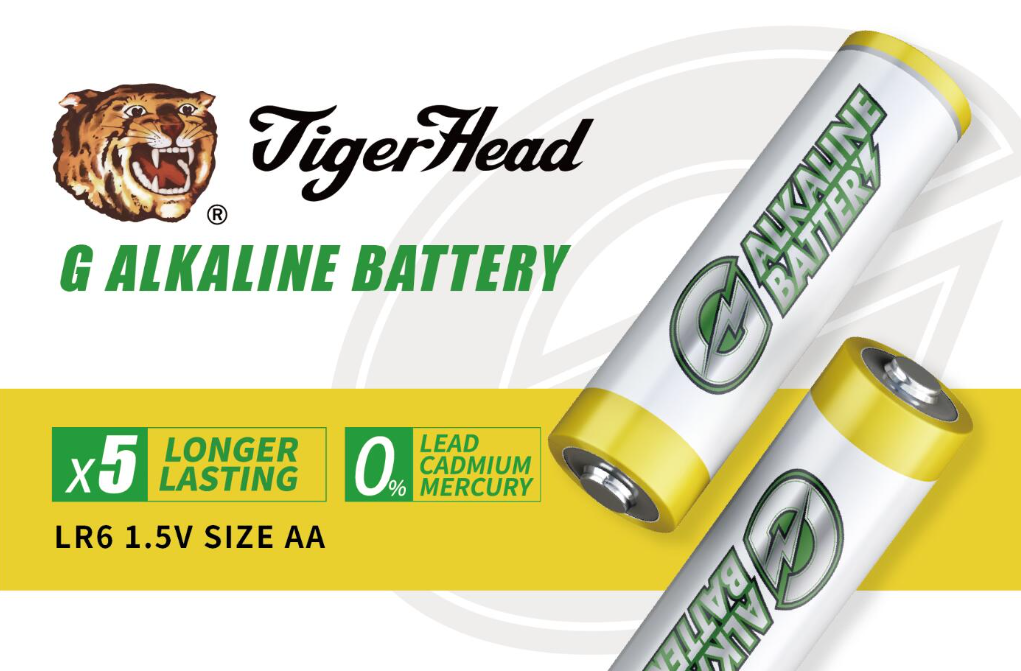 2 щелочные батареи горячей продажи Tiger Head